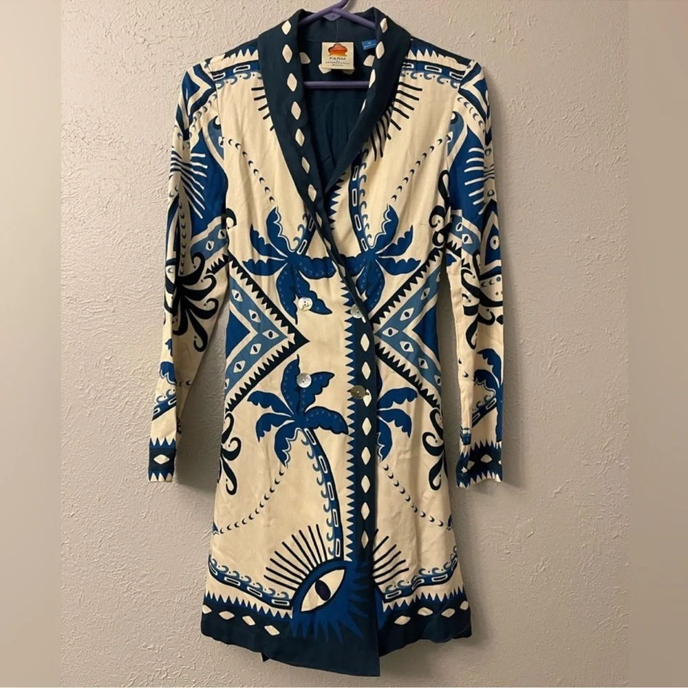 Farm Rio Anthropologie Long-Sleeve Blazer Dress XS - Picture 5 of 10